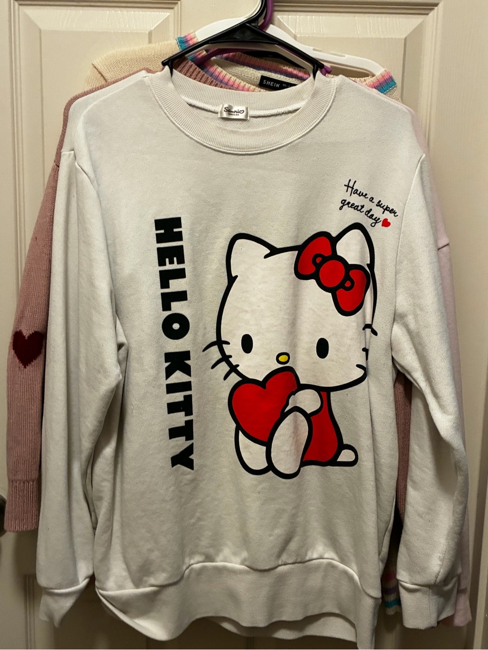 Hello Kitty White Sweatshirt with Red Accents